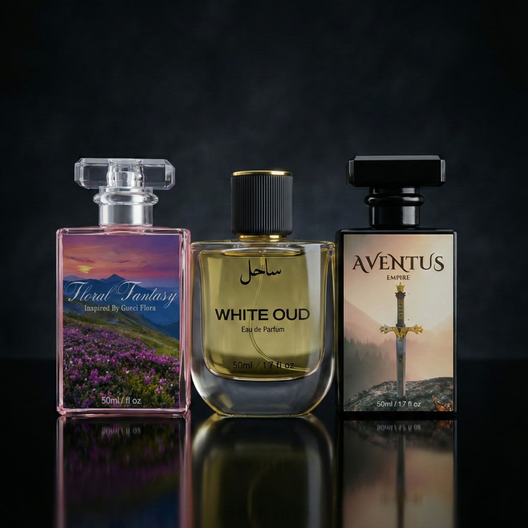White Oud + Floral Fantasy + Aventus Empire