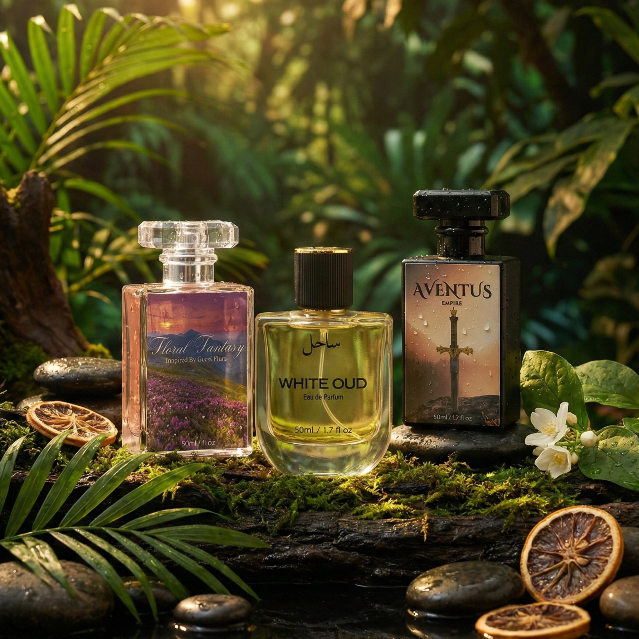 White Oud + Floral Fantasy + Aventus Empire