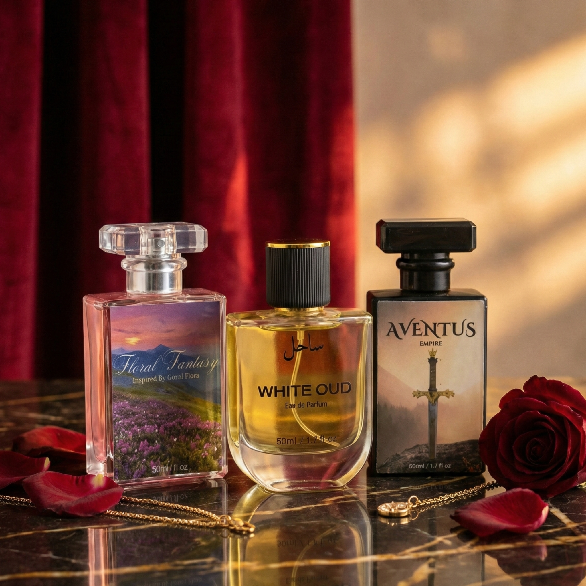 White Oud + Floral Fantasy + Aventus Empire